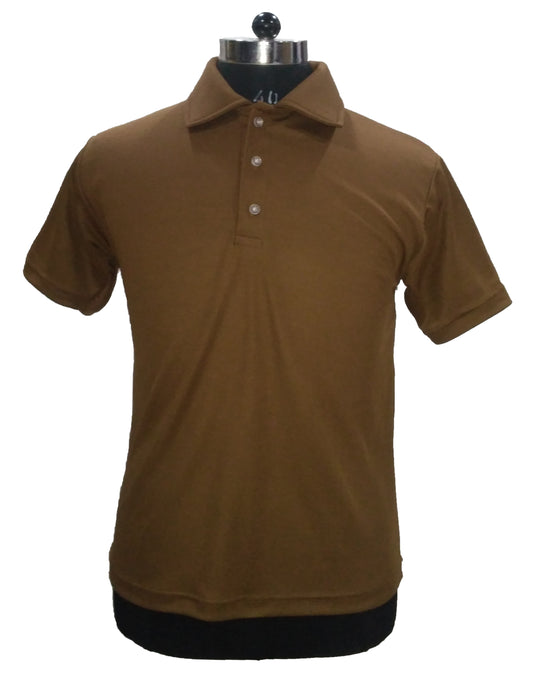 TShirt Brown Plain Foam Collar Fabric Nirmal Knit Dry Fit