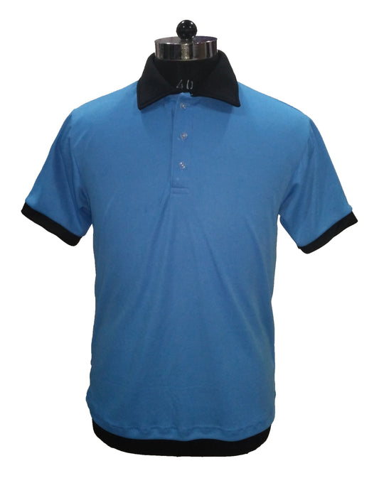 TShirt Foam Collar Firozi Blue With Black Combination Fabric Nirmal Knit Dry Fit