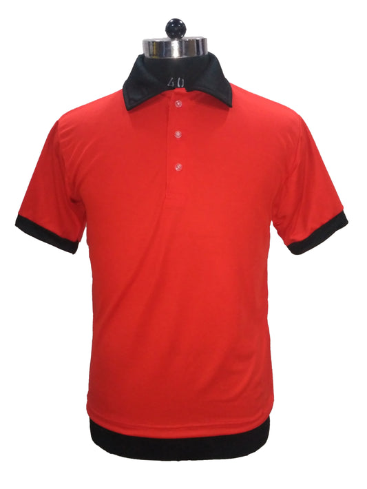 TShirt Foam Collar Red With Black Combination Fabric Nirmal Knit Dry Fit