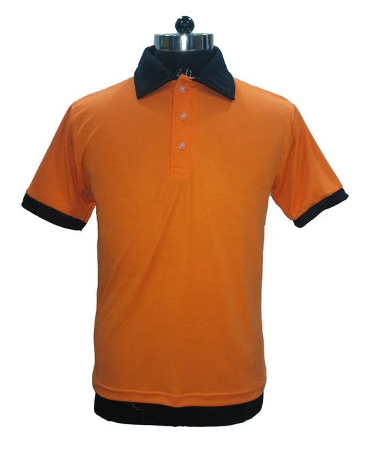 TShirt Foam Collar Orange With Black Combi Fabric Nirmal Knit Dry Fit