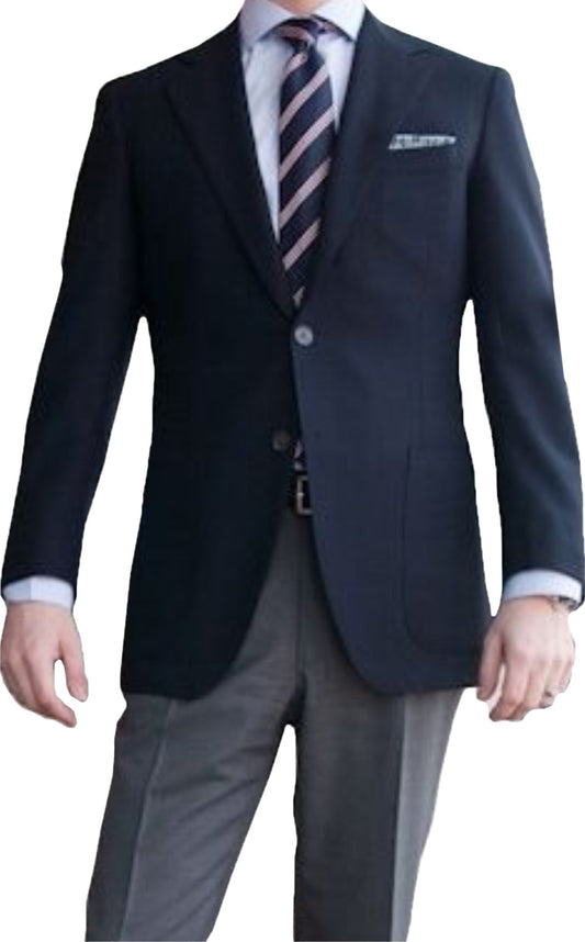 Suit Navy Blue With Grey Trouser Complete Two Button Blazer, Trouser, Shirt & Neck Tie. PRICE RS 1899 PER PIECE. MOQ 1