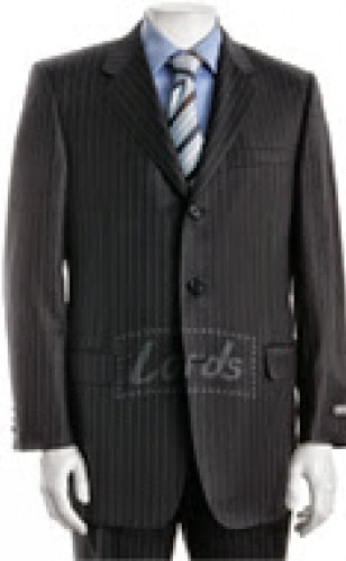 Suit Dark Grey Stripe Complete Two Button Blazer, Trouser, Shirt &  Neck Tie. . PRICE RS 1899 PER PIECE. MOQ 1