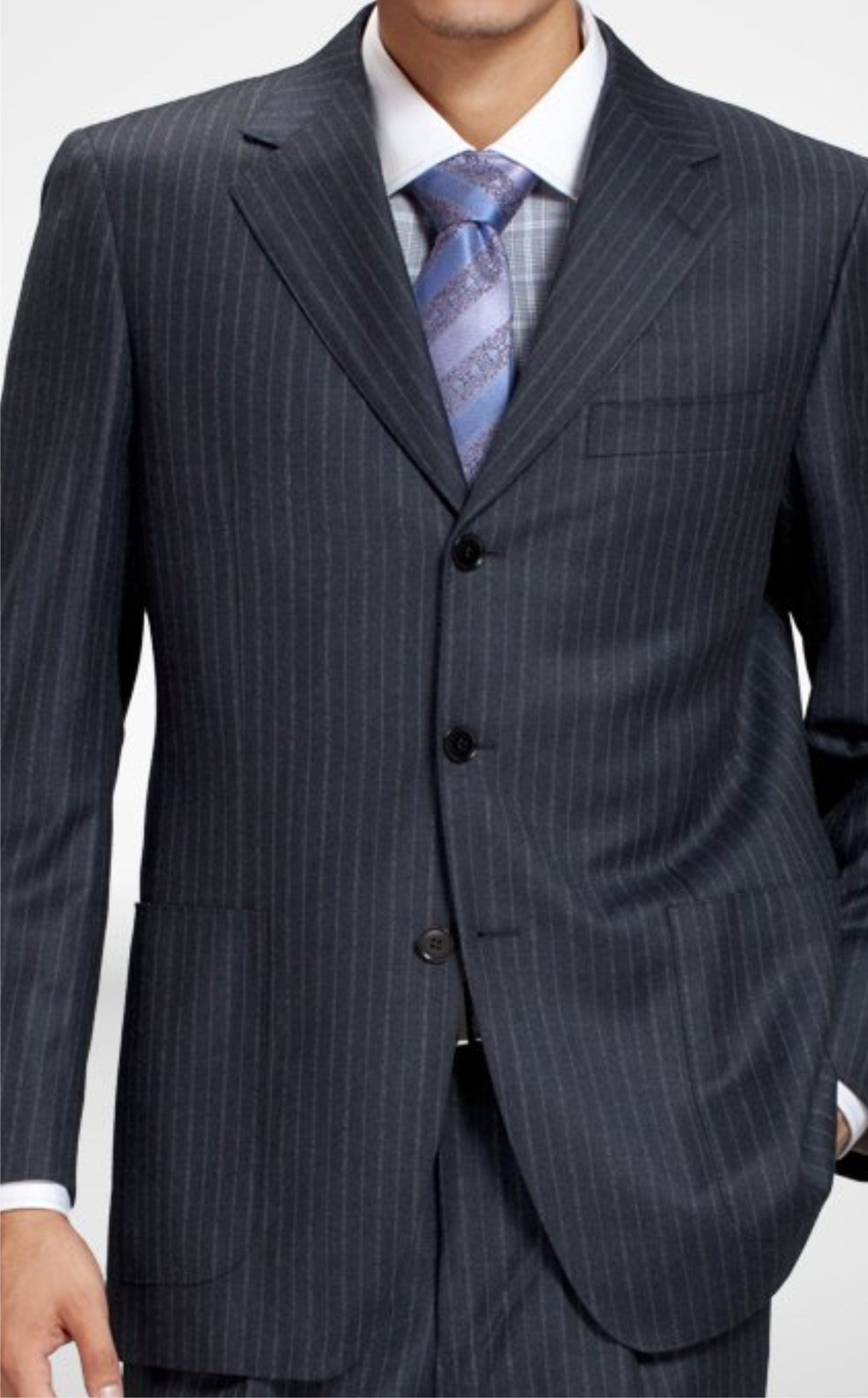 SUIT NAVY BLUE SELF STRIPE BLAZER, TROUSER, SHIRT & NECK TIE PRICE RS 1899 PER PIECE. MOQ 1