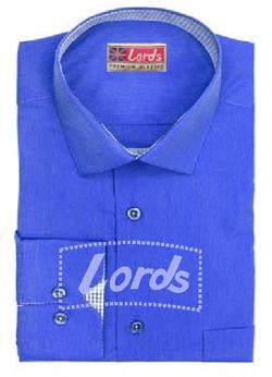 Shirt Formal Premium Royal Blue Color with Check Trimming SH-75