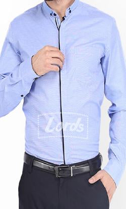 Shirt Office Blue with Black Trimming SH-87