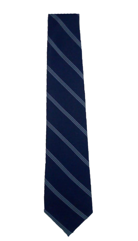 Neck Tie Navy Blue Base with Grey Stripe NTC-24