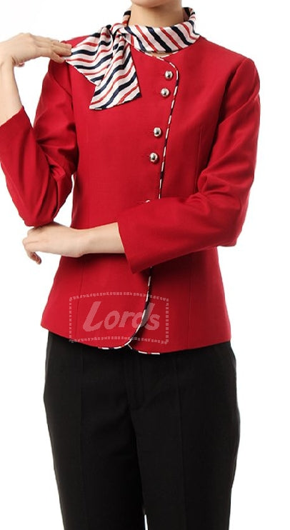 Blazer Women Suit - Red Blazer Black Trouser and Neck Stole