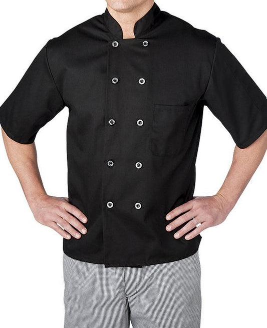 Chef Coat Short Sleeve Plain Black Color Double Breasted CCW-03