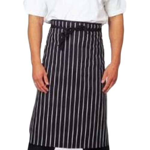 Waist Apron Black Base White Stripe Blended Suiting Fabric