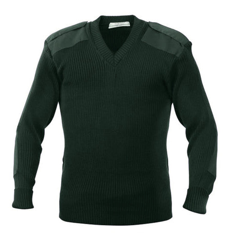 SWEATER SECURITY PULL OVER V NECK WOOLEN BOTTLE GREEN CASH MELON WOOL HEAVY GSM 425 GMS WEIGHT PER PIECE