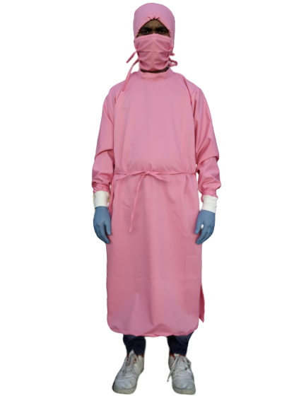 SURGEON GOWN PINK TERRY COTTON HEAVY DUTY FABRIC