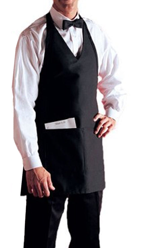 Apron V Neck with Bow Tie in Heavy PV Gabardine Fabric with Pockets